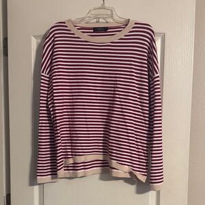 WORN ONCE Striped Burgundy and White Sweater